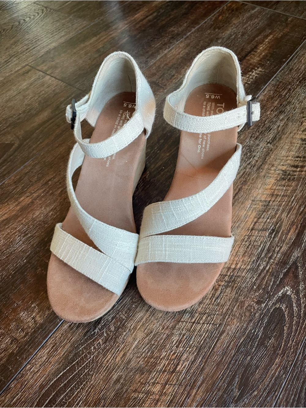 TOMS Women’s Cream Linen-Strap Ankle Sandals